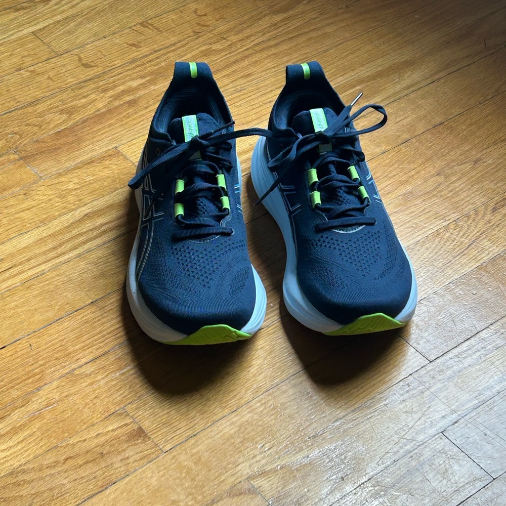Men's Black and Green Athletic Shoes